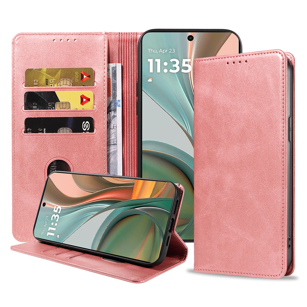 Motorola Moto G75 telefoonhoesje leer met magnetische sluiting en pasjeshouder (1)