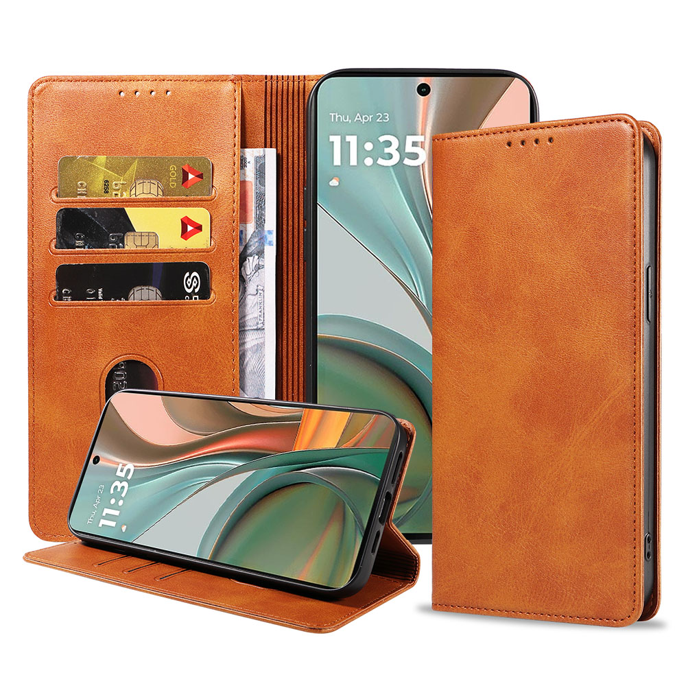 Motorola Moto G75 telefoonhoesje leer met magnetische sluiting en pasjeshouder (1)