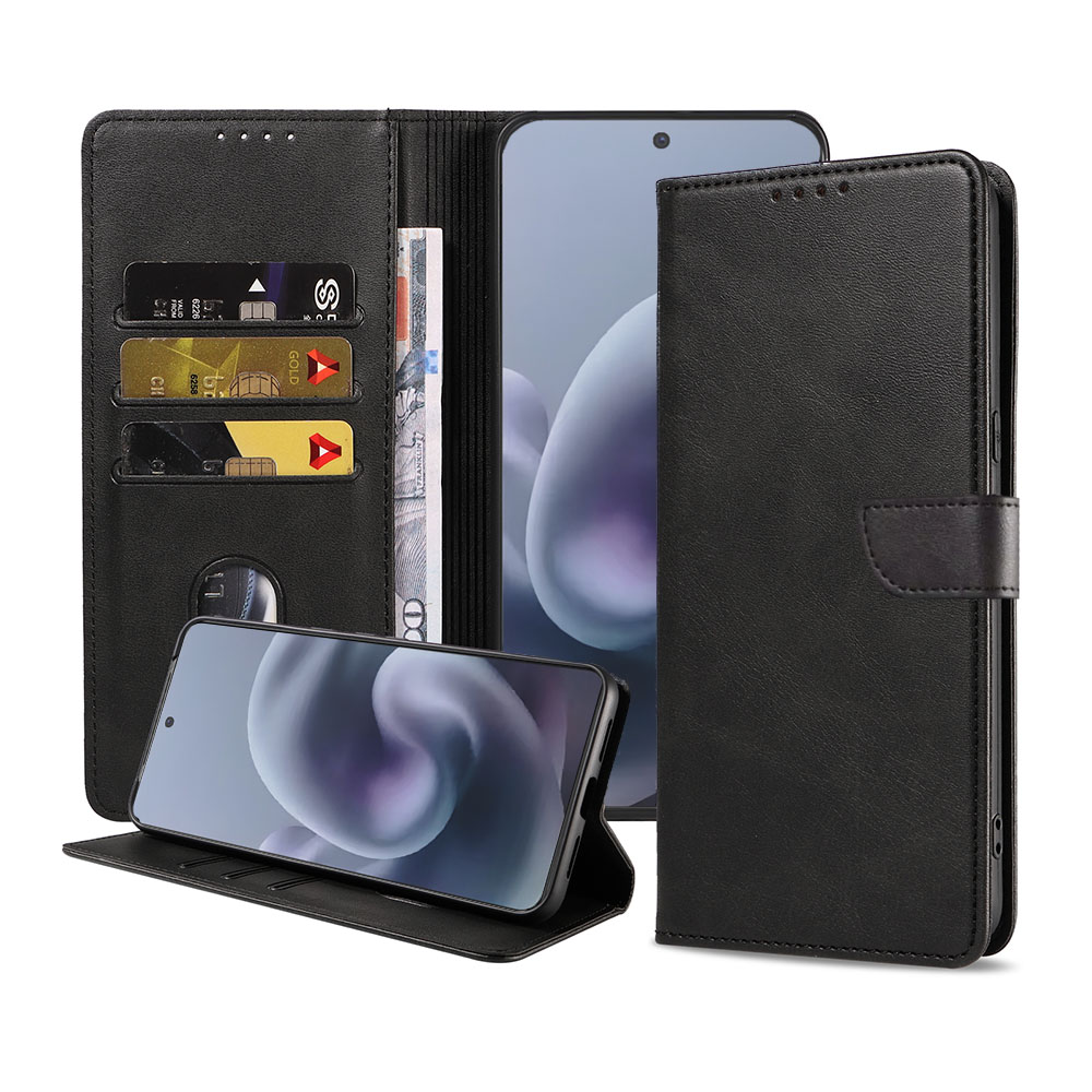 Motorola Moto G86 telefoonhoesje leer met magnetisch lipje en pasjeshouder (1)