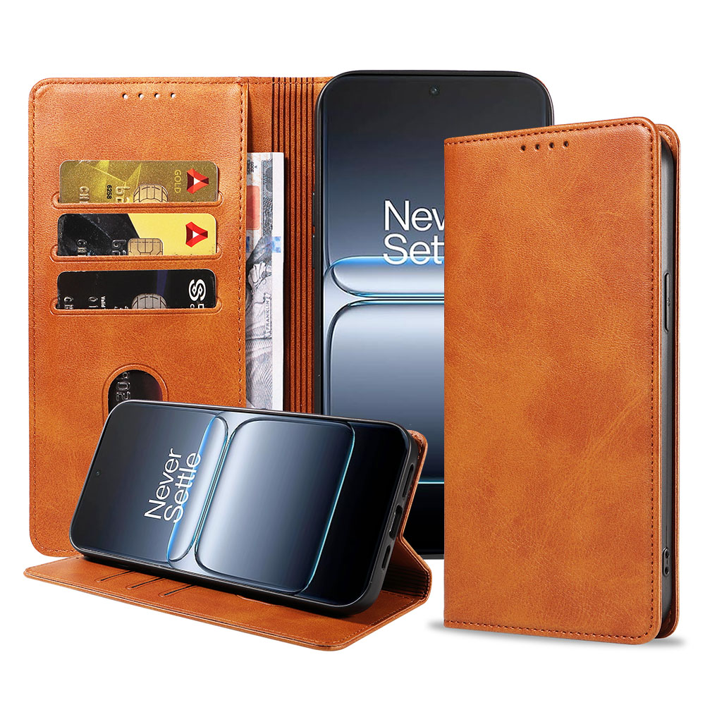 OnePlus Nord 5 telefoonhoesje leer met magnetische sluiting en pasjeshouder (1)