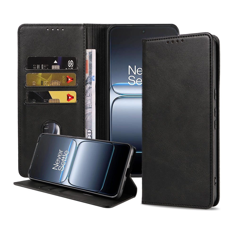 OnePlus Nord 5 telefoonhoesje leer met magnetische sluiting en pasjeshouder (1)
