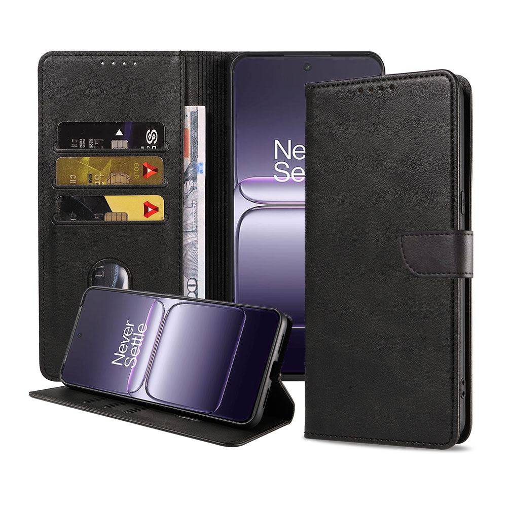 OnePlus Nord CE 5 telefoonhoesje leer met magnetisch lipje en pasjeshouder (1)