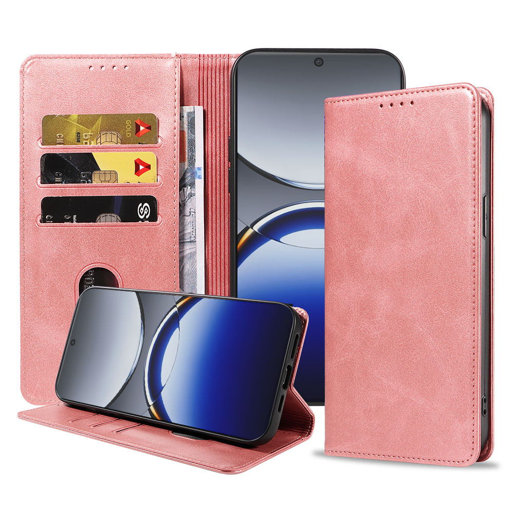 Oppo Find X8 Pro telefoonhoesje leer met magnetische sluiting en pasjeshouder (1)