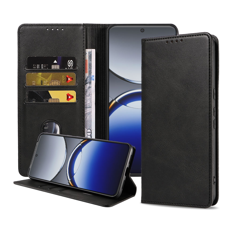 Oppo Find X8 Pro telefoonhoesje leer met magnetische sluiting en pasjeshouder (1)