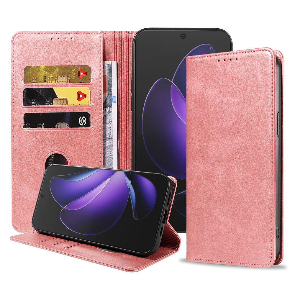 Oppo Reno 13 Pro telefoonhoesje leer met magnetische sluiting en pasjeshouder (1)