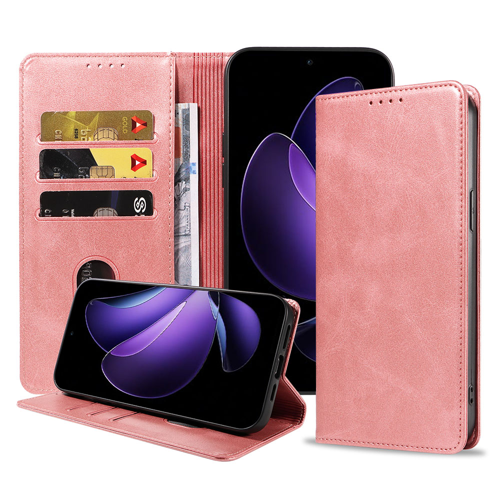 Oppo Reno 13F telefoonhoesje leer met magnetische sluiting en pasjeshouder (1)