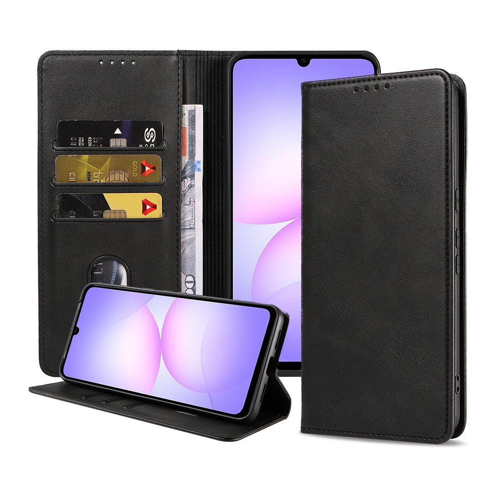 Samsung Galaxy A07 telefoonhoesje leer met magnetische sluiting en pasjeshouder (1)