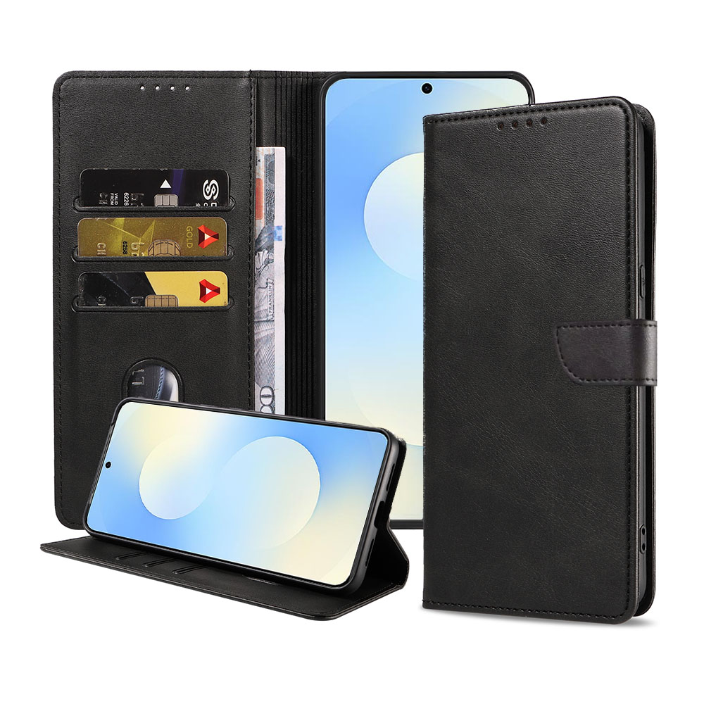 Samsung Galaxy S25 FE telefoonhoesje leer met magnetisch lipje en pasjeshouder (1)