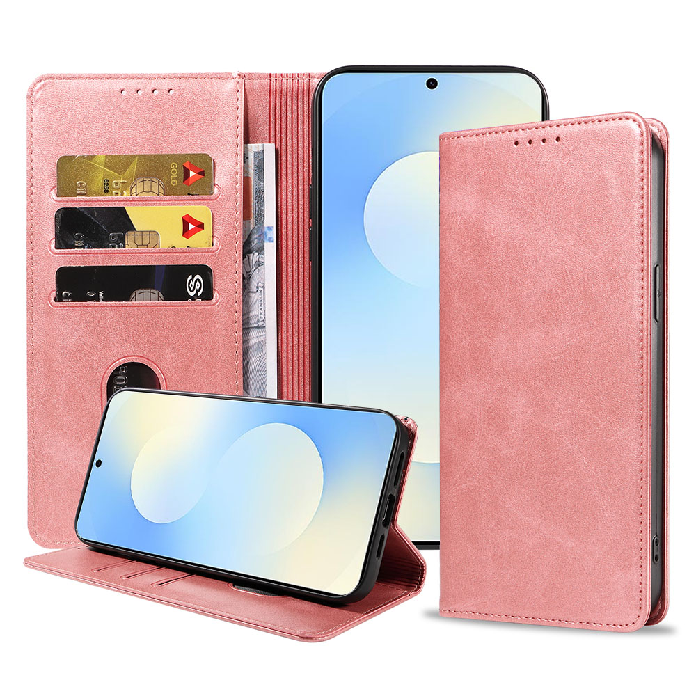 Samsung Galaxy S25 FE telefoonhoesje leer met magnetische sluiting en pasjeshouder (1)