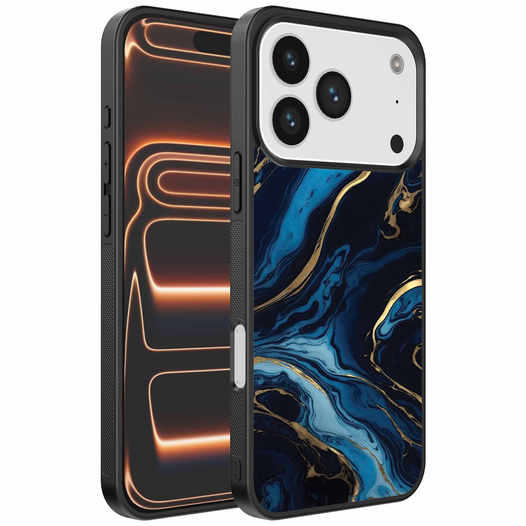 blauw goud marmer opdruk_iPhone 17 Pro Max telefoonhoesje (1)
