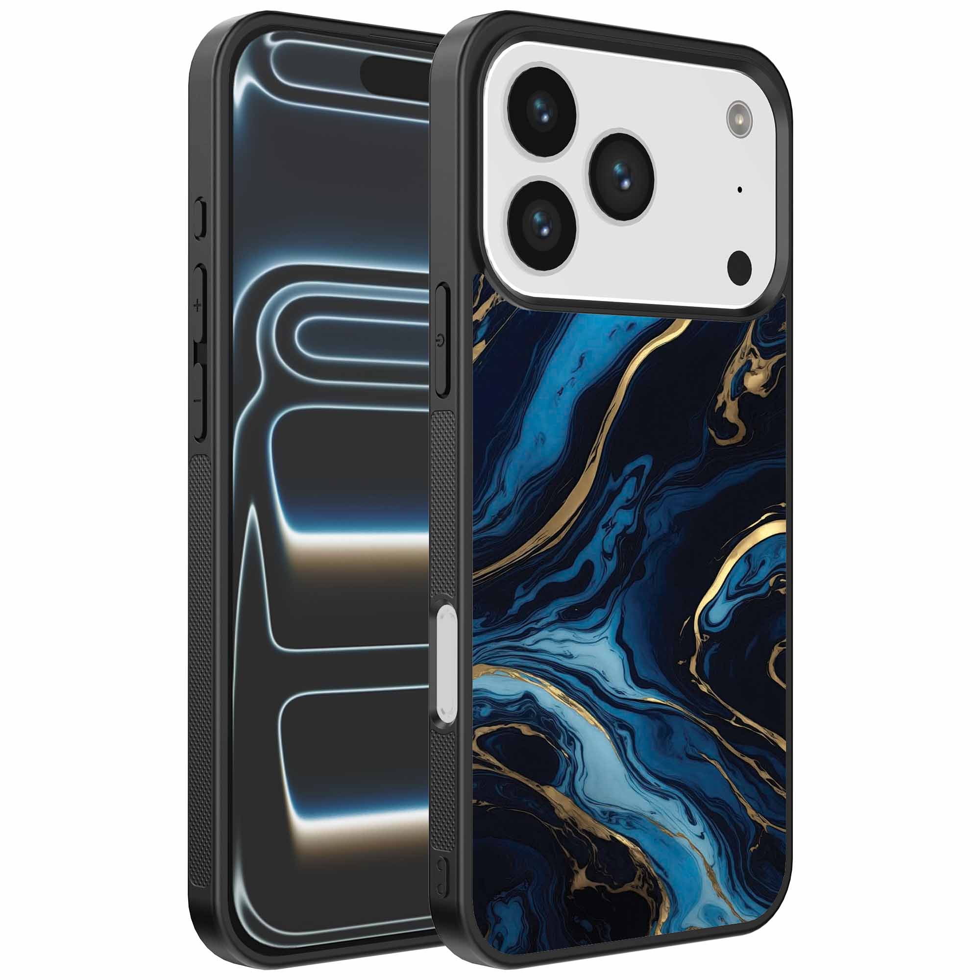 blauw goud marmer opdruk_iPhone 17 Pro telefoonhoesje (1)