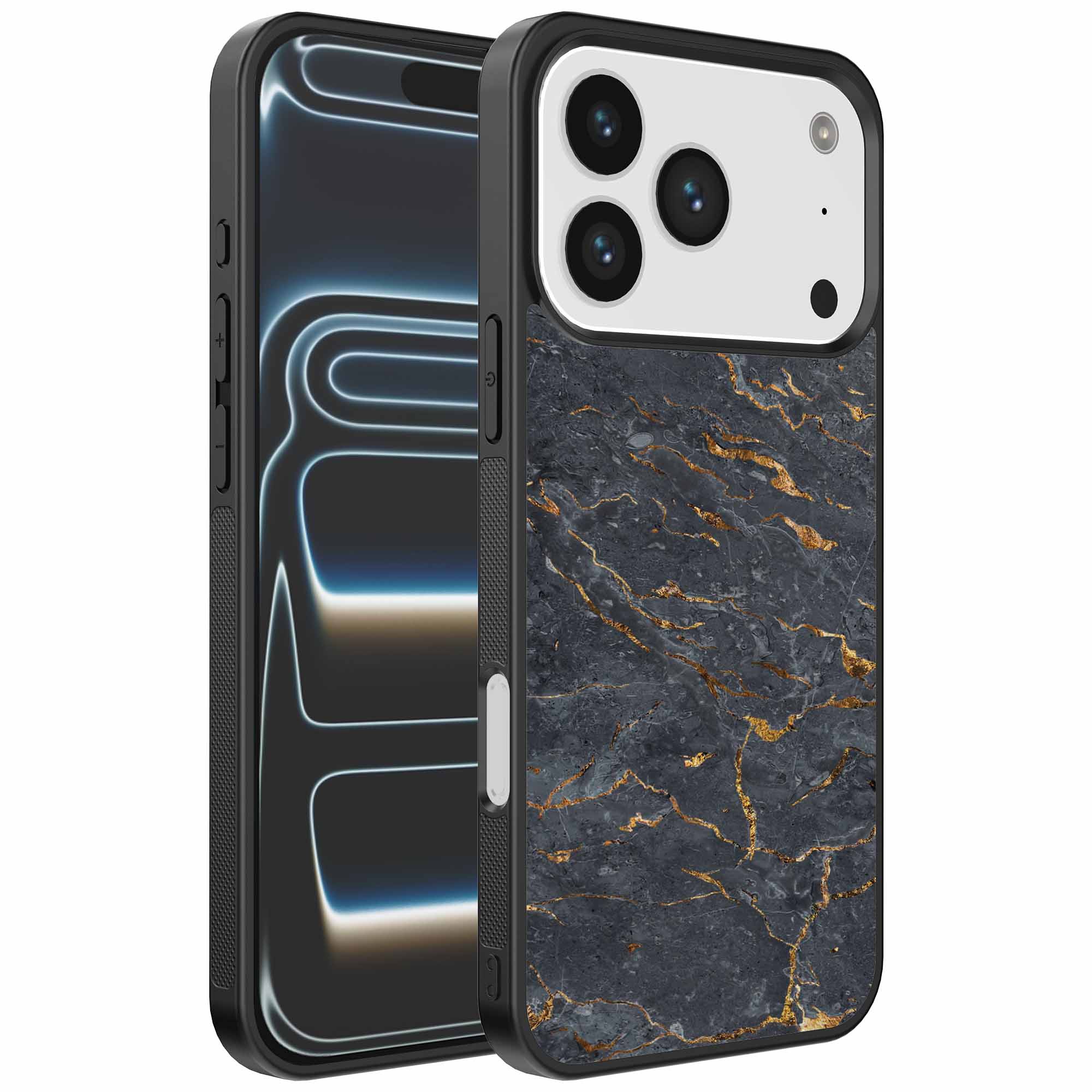 grijs goud marmer opdruk_iPhone 17 Pro telefoonhoesje (1)