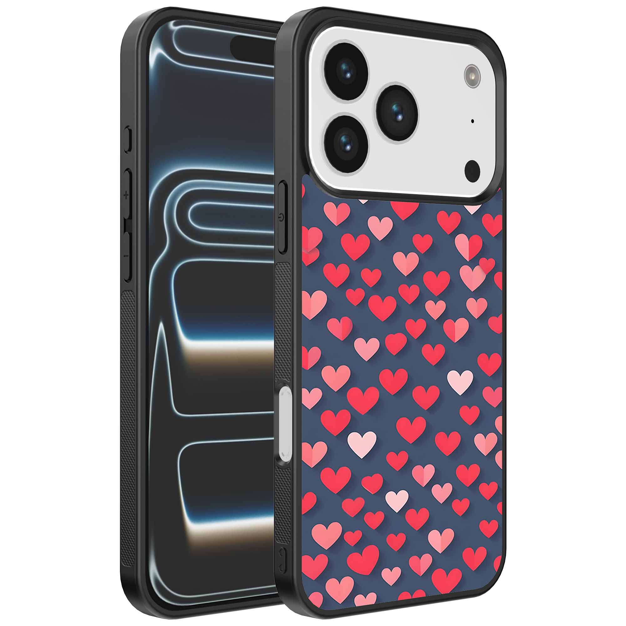 kleine roze en rode hartjes opdruk_iPhone 17 Pro telefoonhoesje (1)