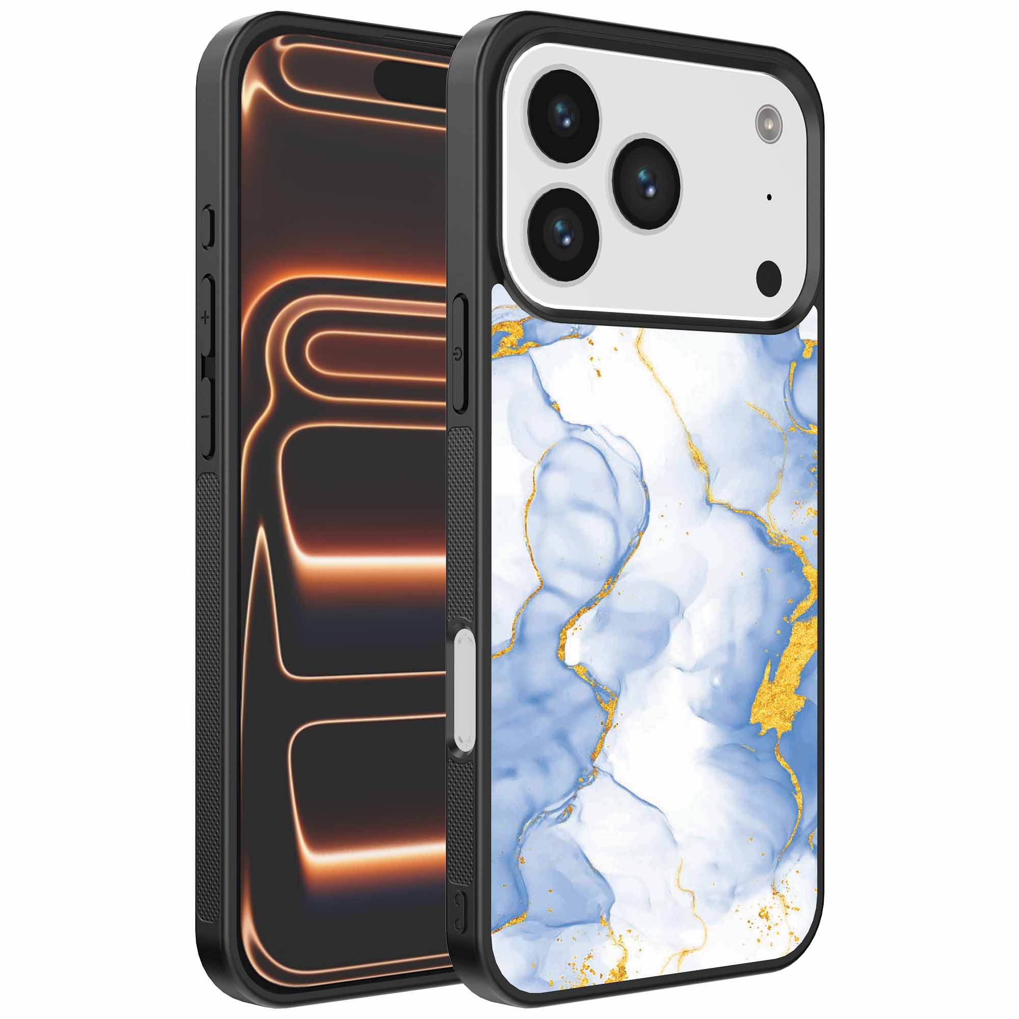 lichtblauw goud marmer opdruk_iPhone 17 Pro Max telefoonhoesje (1)