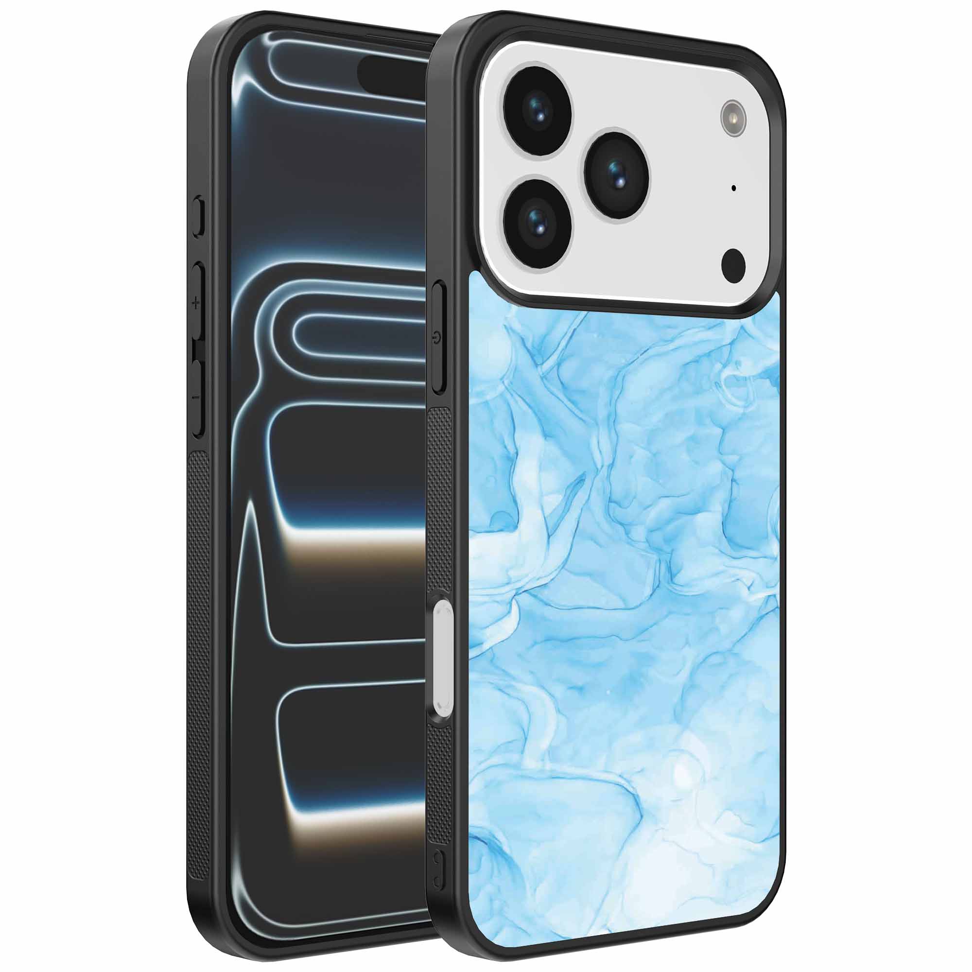 lichtblauw marmer opdruk_iPhone 17 Pro telefoonhoesje (1)