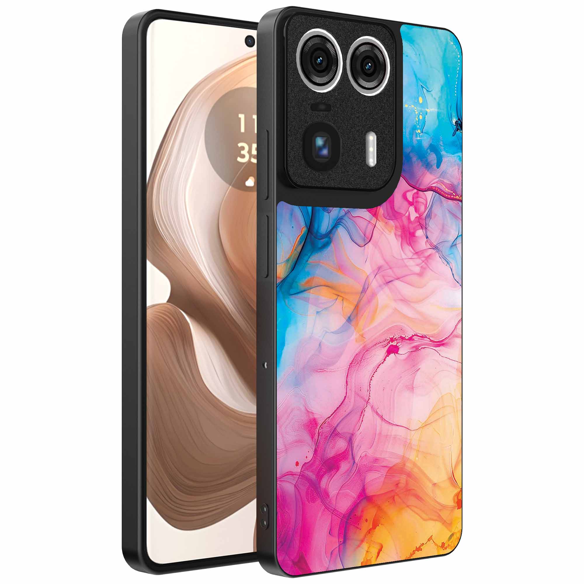 regenboog acryl marmer opdruk_Motorola Edge 50 Ultra telefoonhoesje (1)