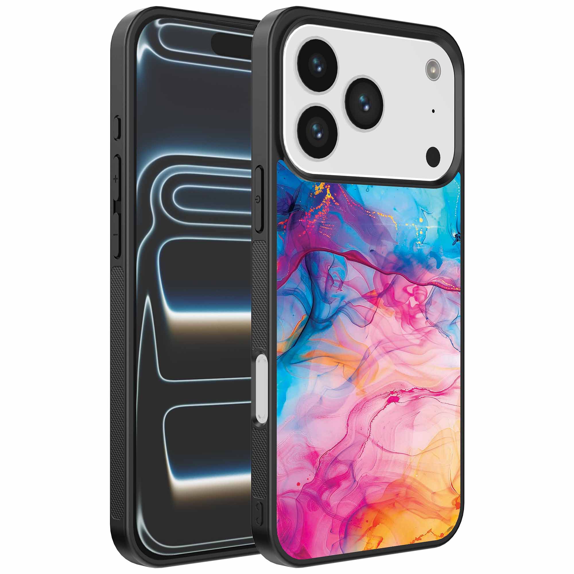 regenboog acryl marmer opdruk_iPhone 17 Pro telefoonhoesje (1)