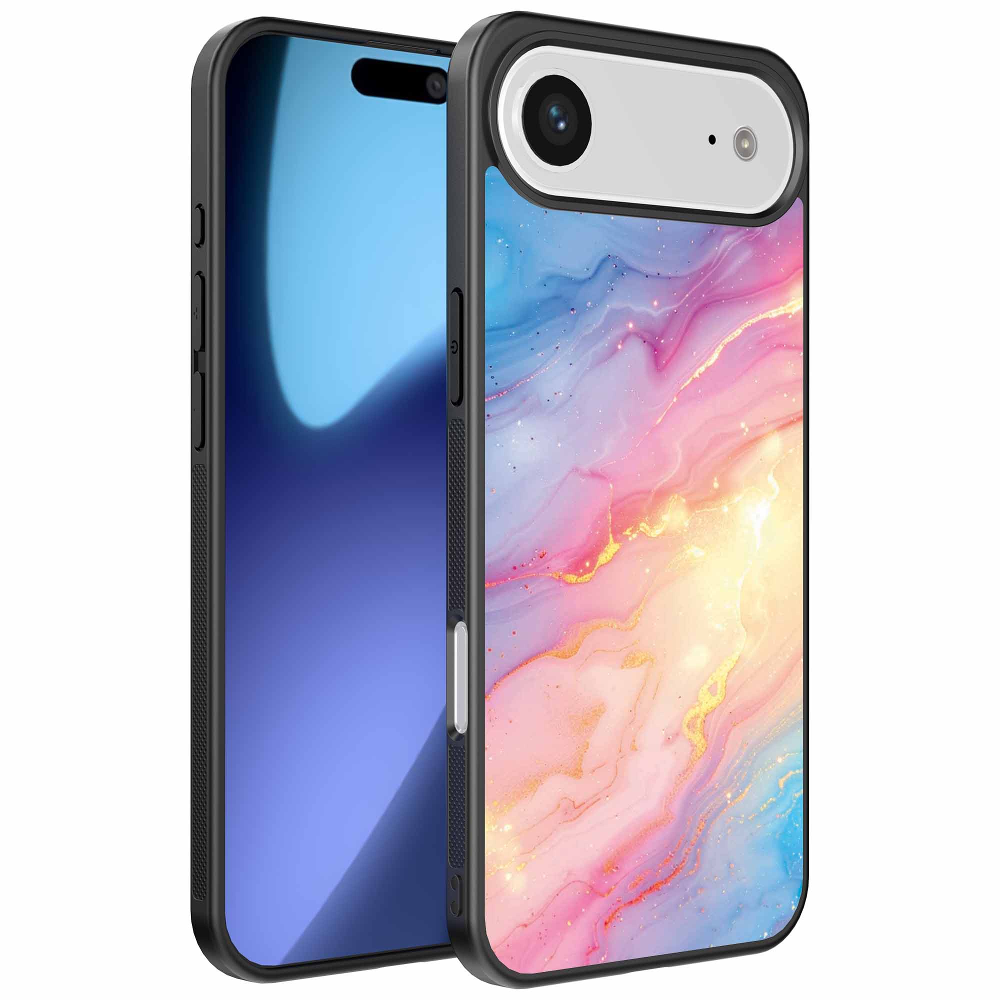 regenboog glitter marmer opdruk_iPhone 17 Air telefoonhoesje (1)