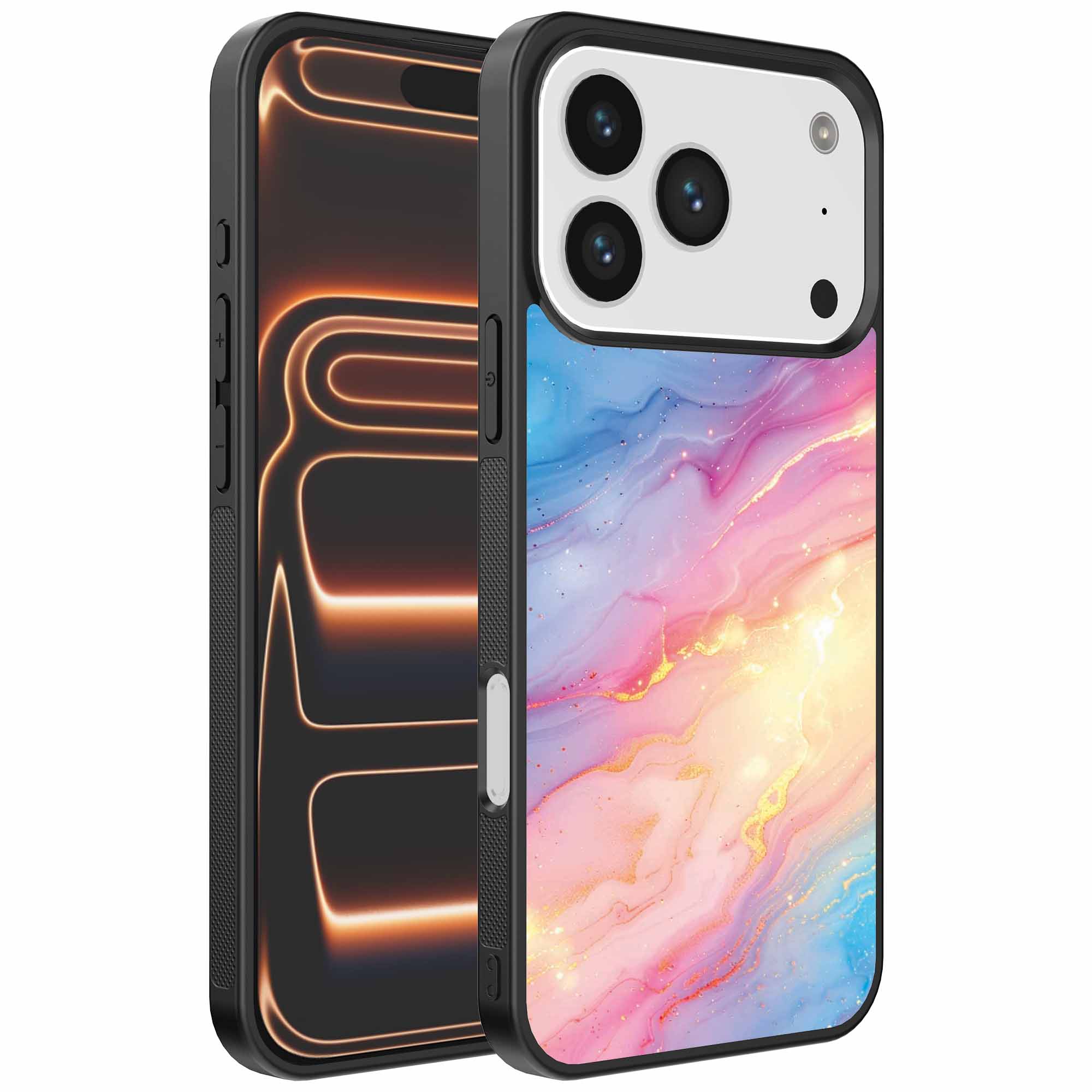 regenboog glitter marmer opdruk_iPhone 17 Pro Max telefoonhoesje (1)