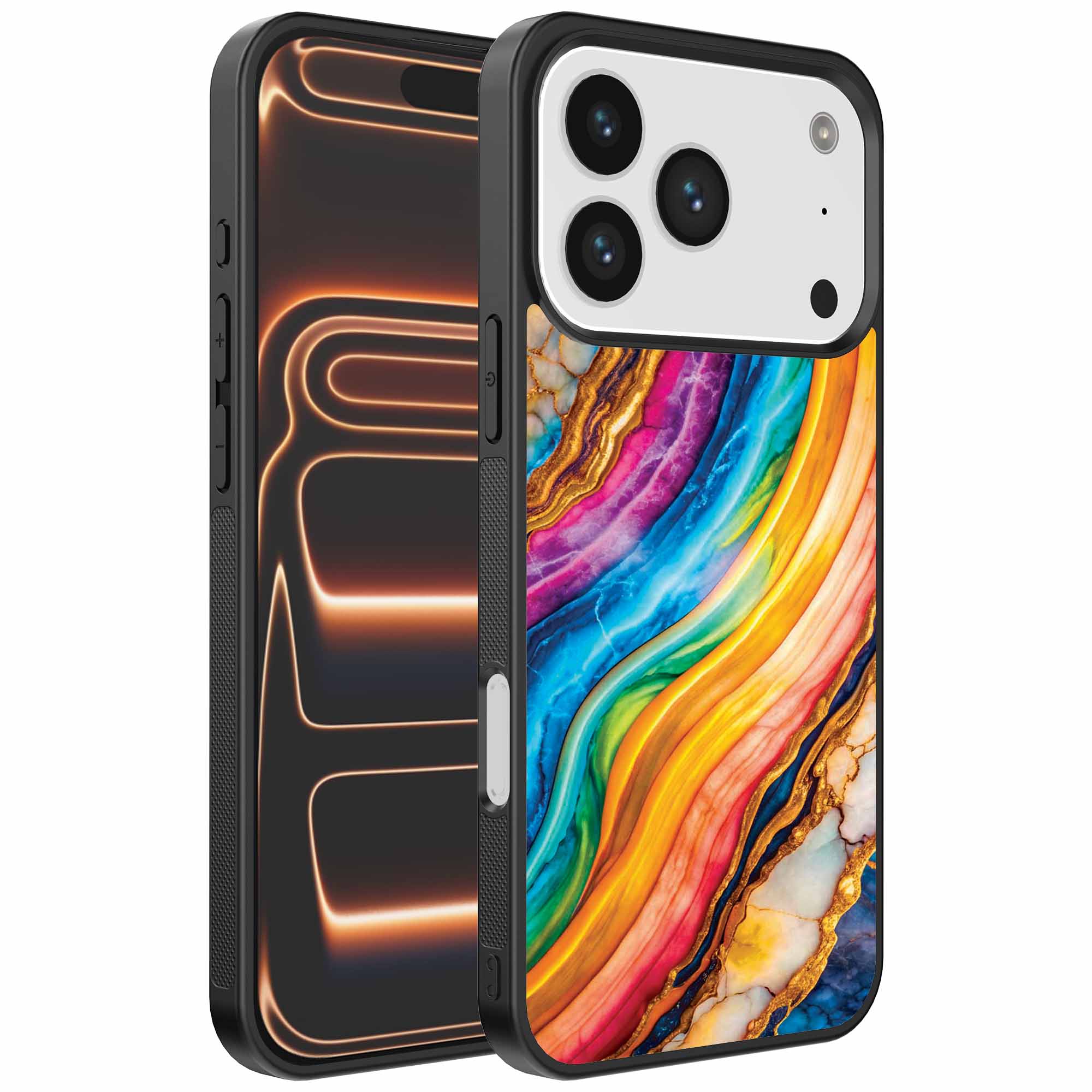 regenboog goud marmer opdruk_iPhone 17 Pro Max telefoonhoesje (1)