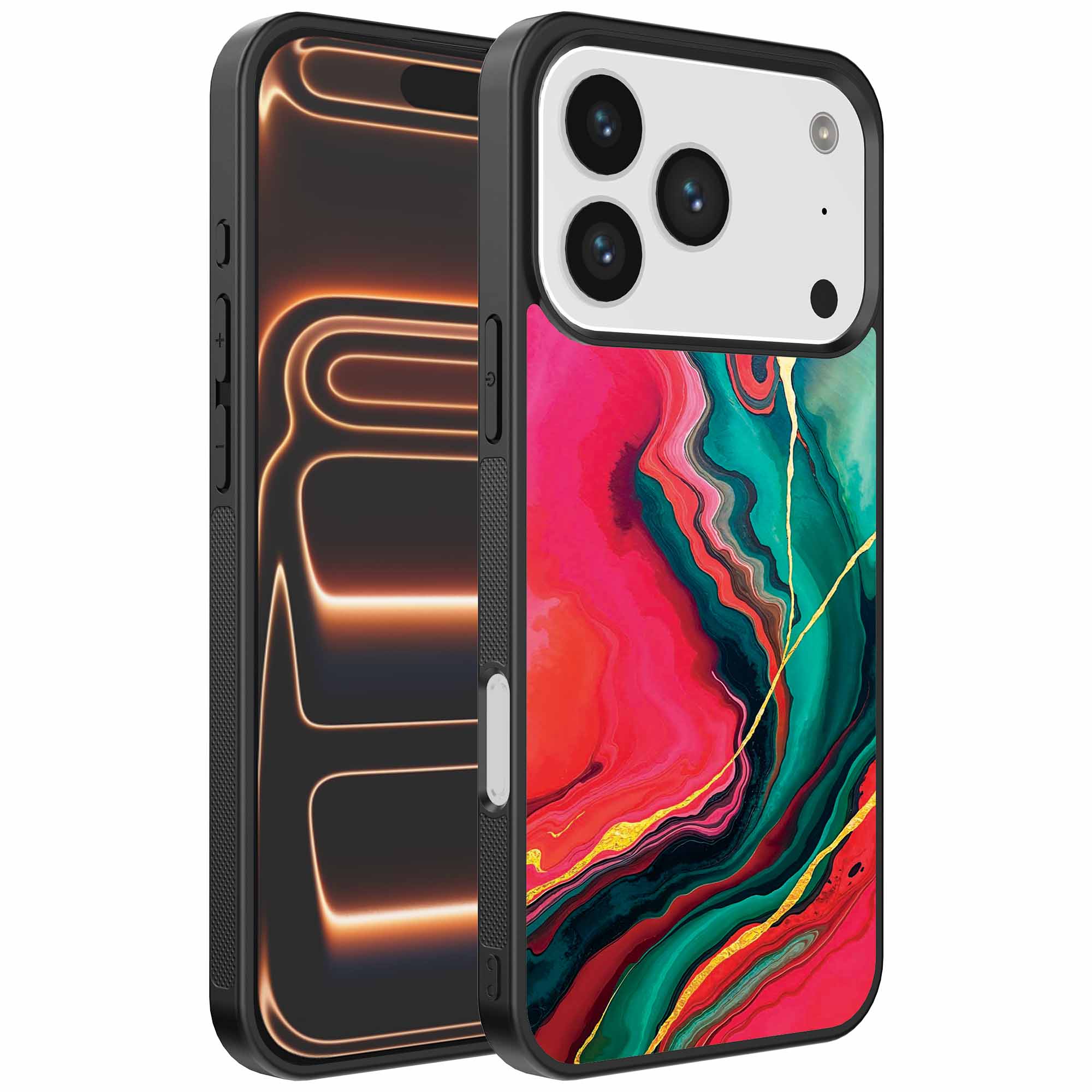 rood groen marmer opdruk_iPhone 17 Pro Max telefoonhoesje (1)