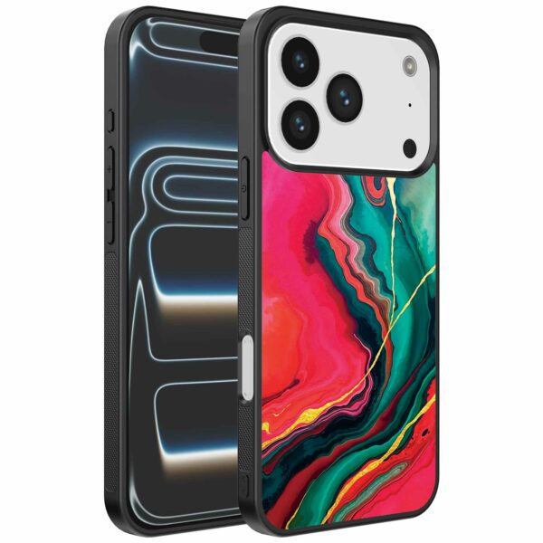 rood groen marmer opdruk_iPhone 17 Pro telefoonhoesje (1)
