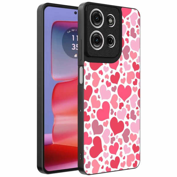 roze en rode hartjes opdruk_Motorola Edge 50 Pro telefoonhoesje (1)