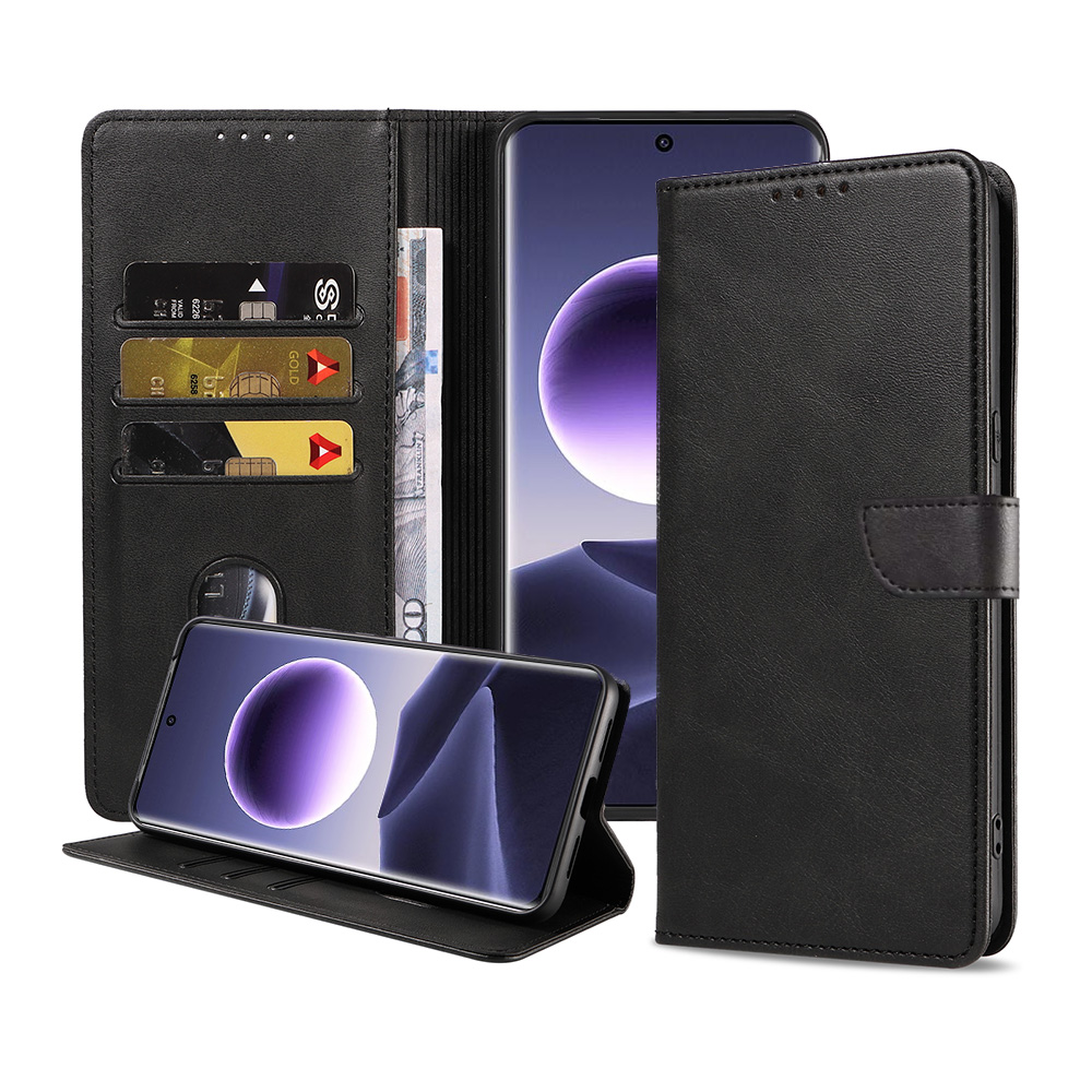 Oppo Find X7 telefoonhoesje leer met magnetisch lipje en pasjeshouder (1)