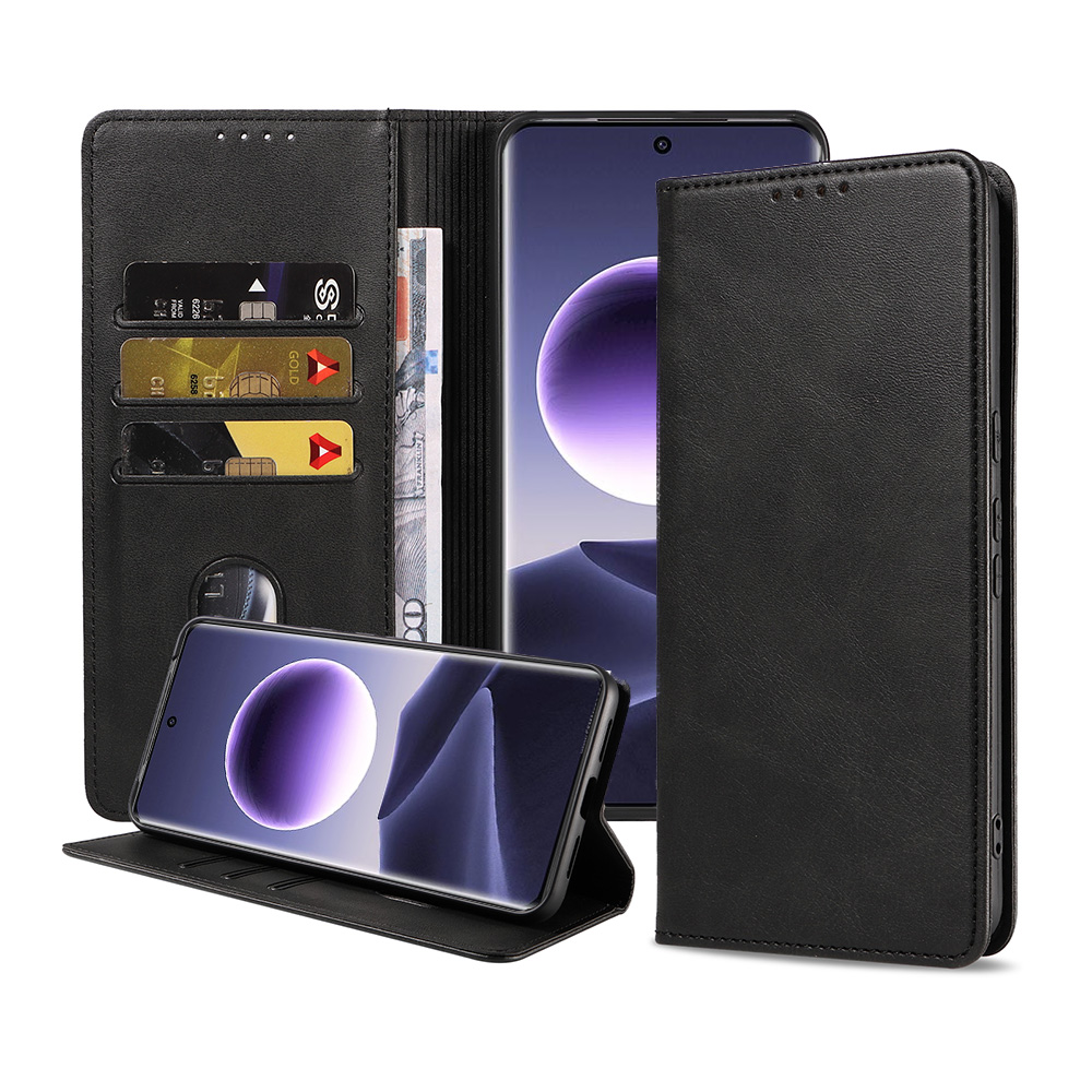 Oppo Find X7 telefoonhoesje leer met magnetische sluiting en pasjeshouder (1)