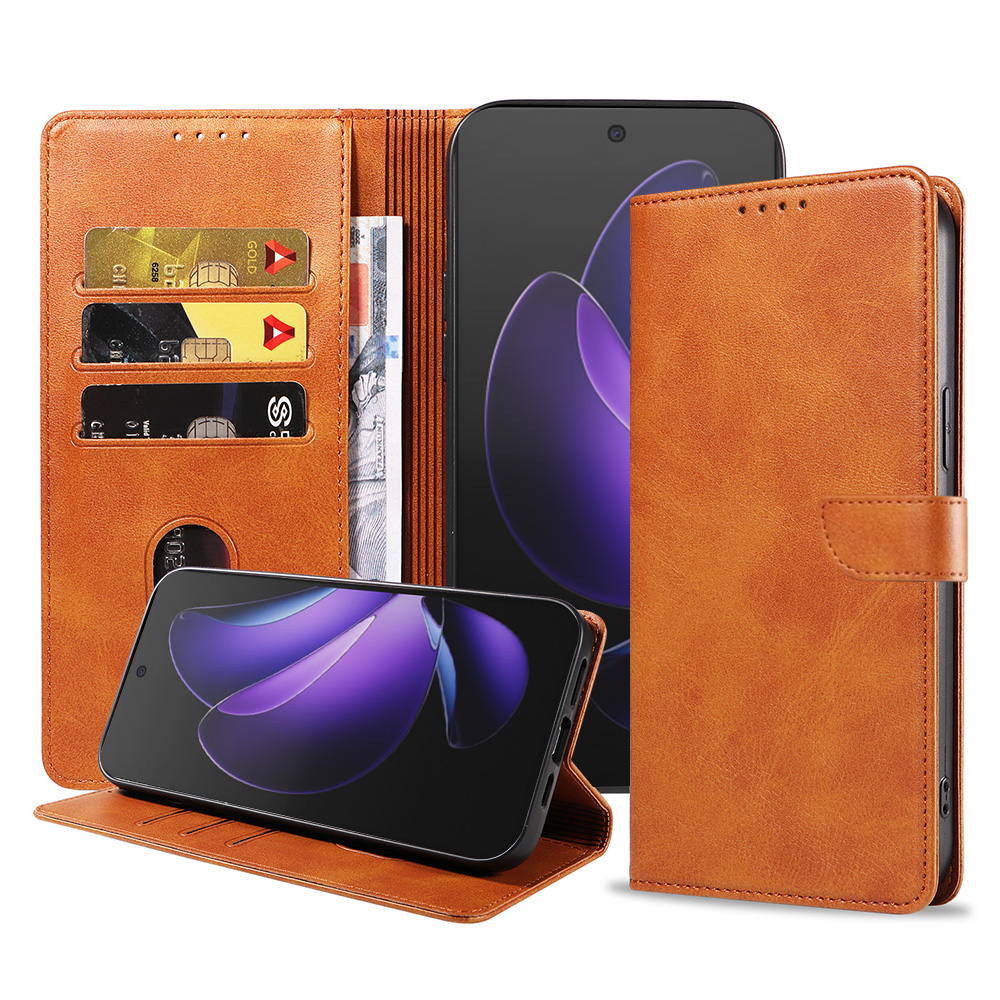 Oppo Reno 13 F telefoonhoesje leer met magnetische sluiting en pasjeshouder (1)