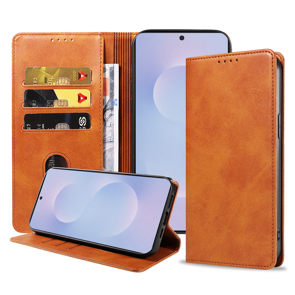 Samsung Galaxy S25 Edge telefoonhoesje leer met magnetische sluiting en pasjeshouder (1)