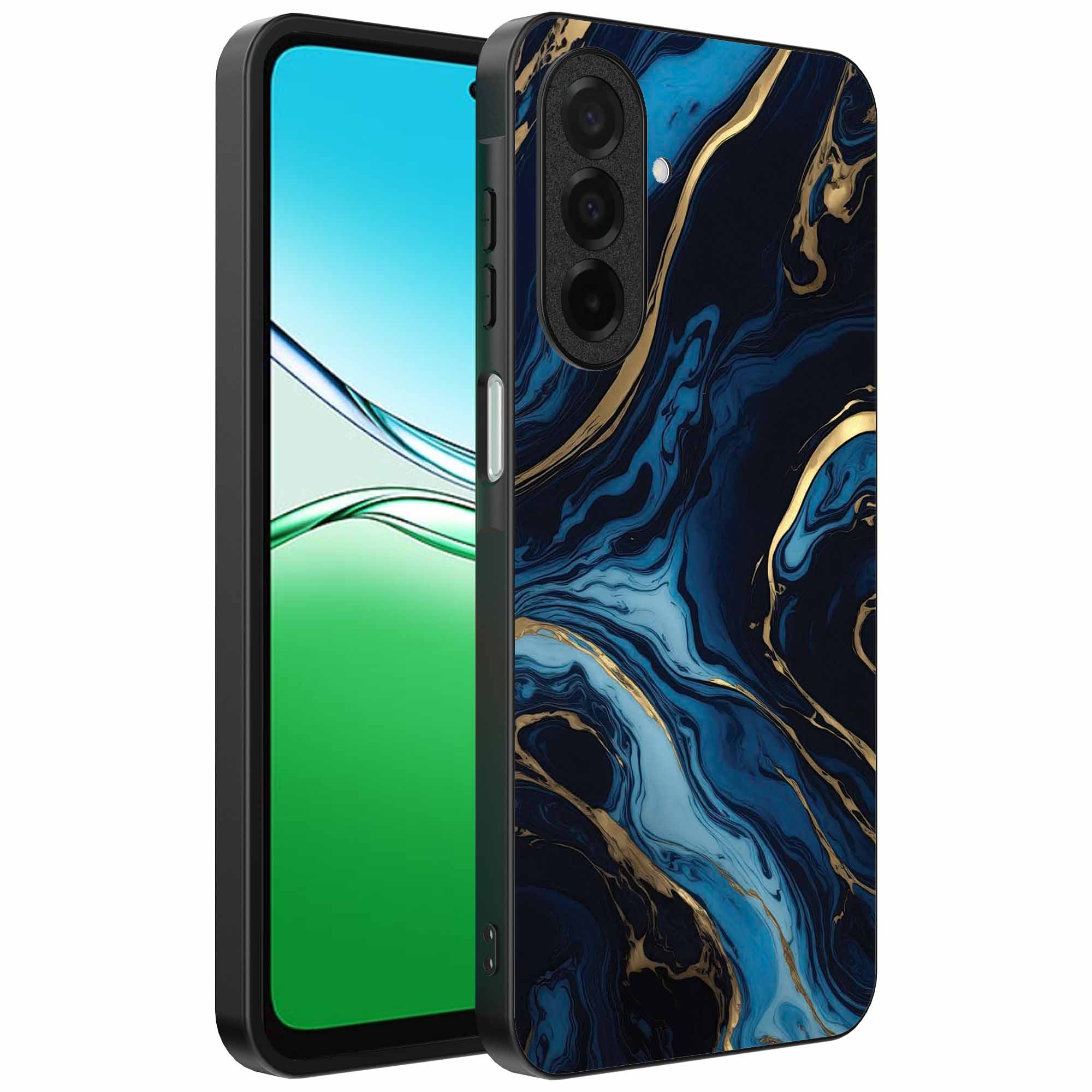 blauw goud marmer opdruk_Oppo A5 telefoonhoesje (1)