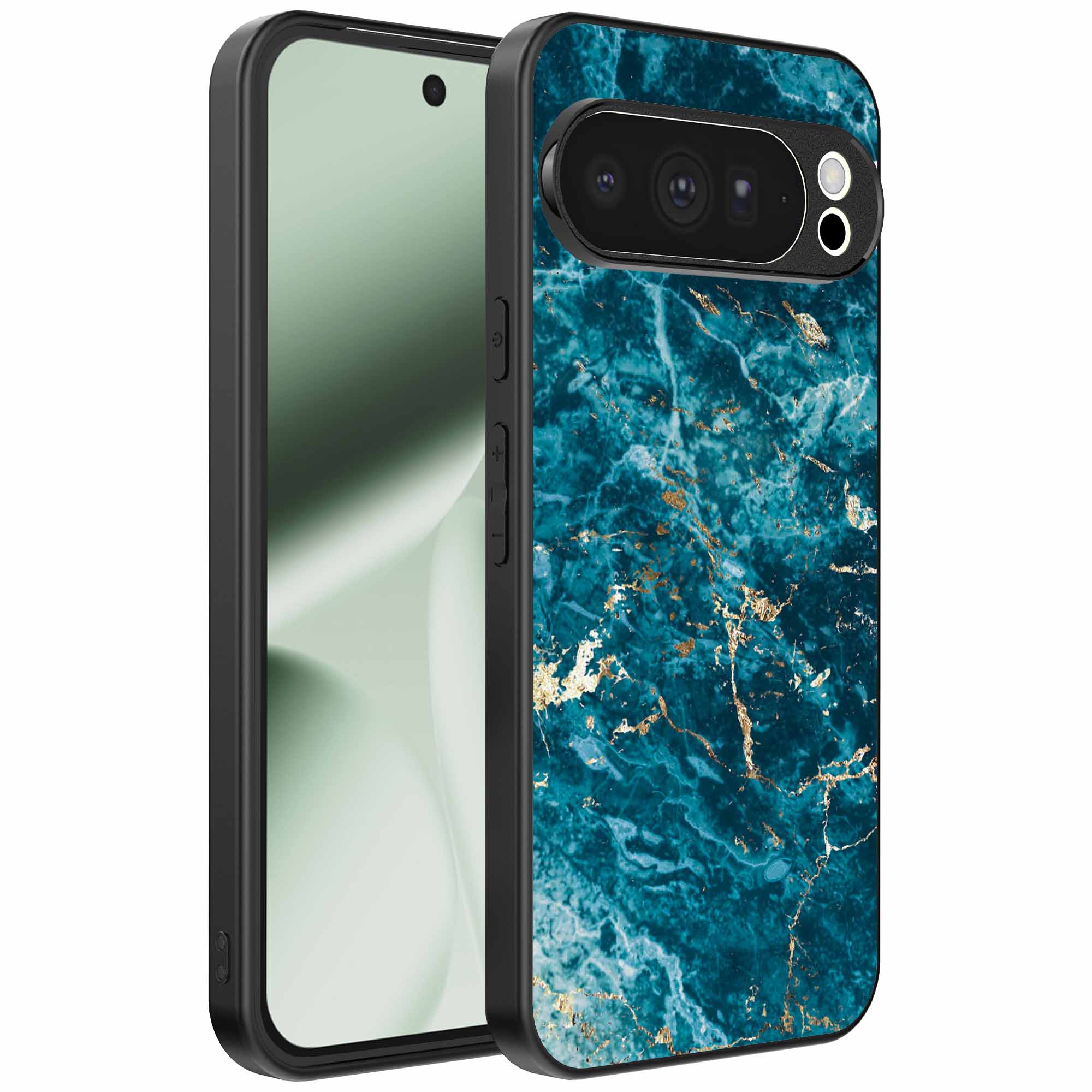 blauw marmer opdruk_Google Pixel 10 Pro XL telefoonhoesje (1)