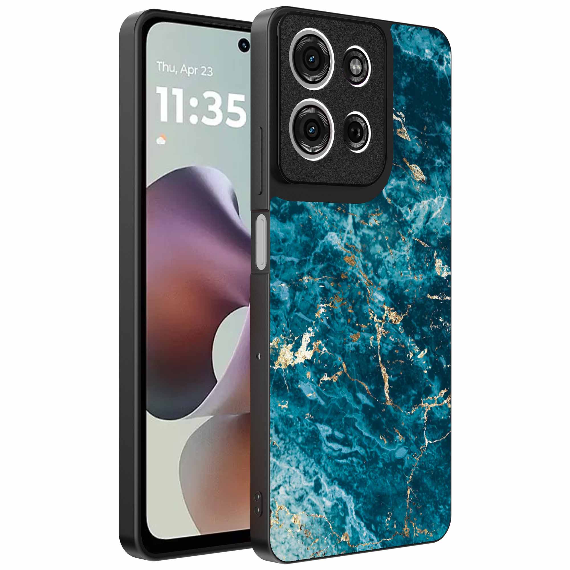 blauw marmer opdruk_Motorola Moto G56 telefoonhoesje (1)