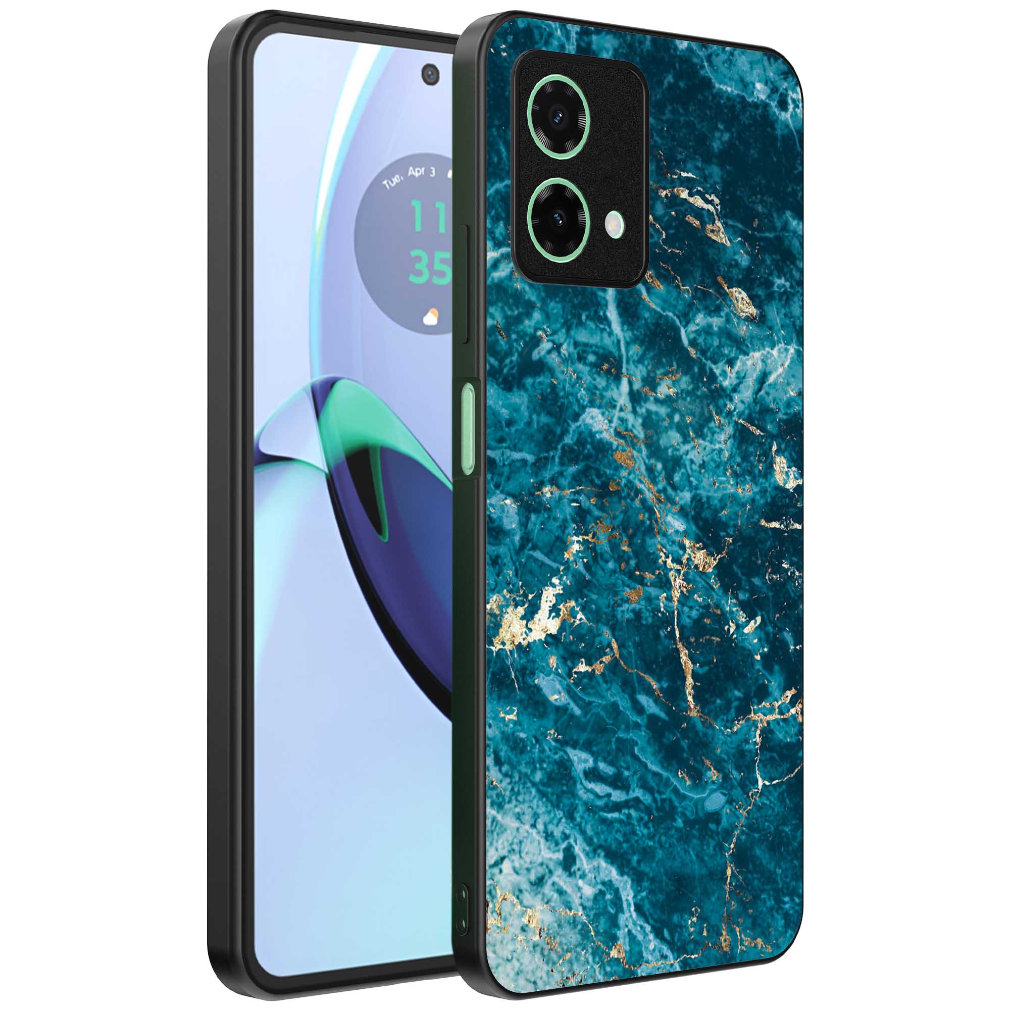 blauw marmer opdruk_Motorola Moto G84 telefoonhoesje (1)