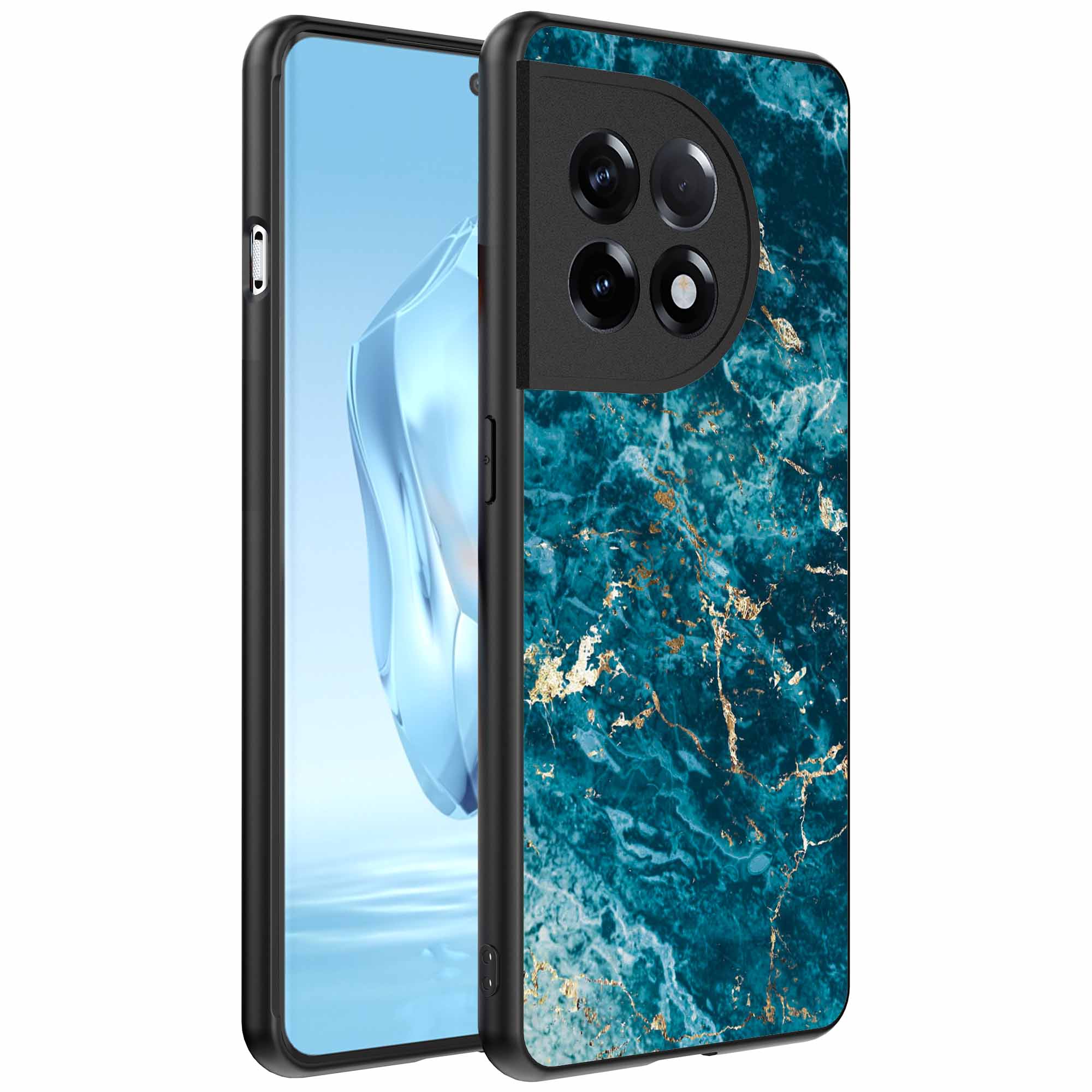 blauw marmer opdruk_OnePlus 12 Telefoonhoesje (1)