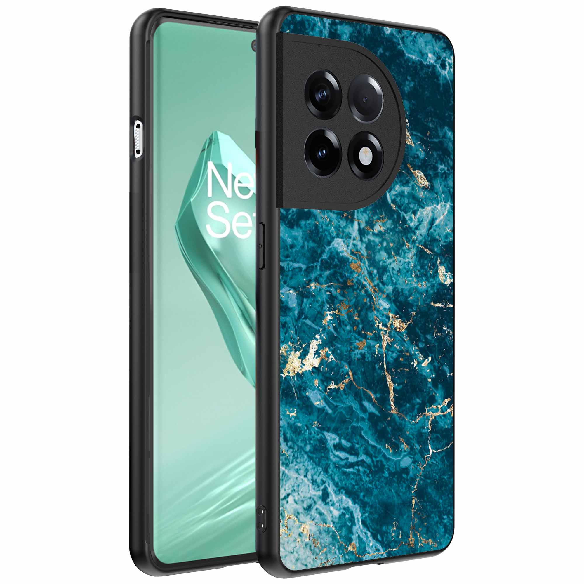 blauw marmer opdruk_OnePlus 12R Telefoonhoesje (1)