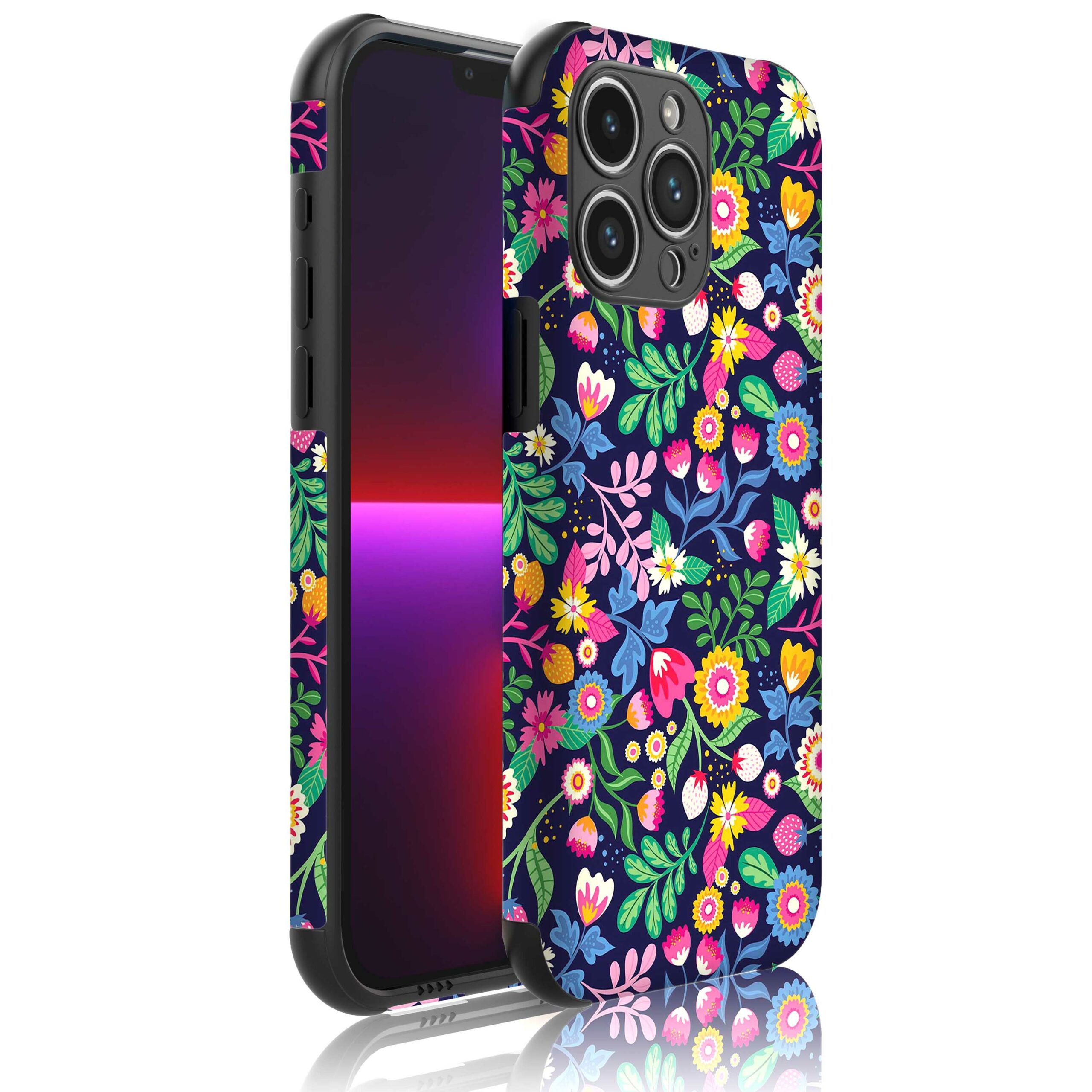 bloemen opdruk_Telefoonhoesje met bumper randjes iPhone 13 Pro Max (1)