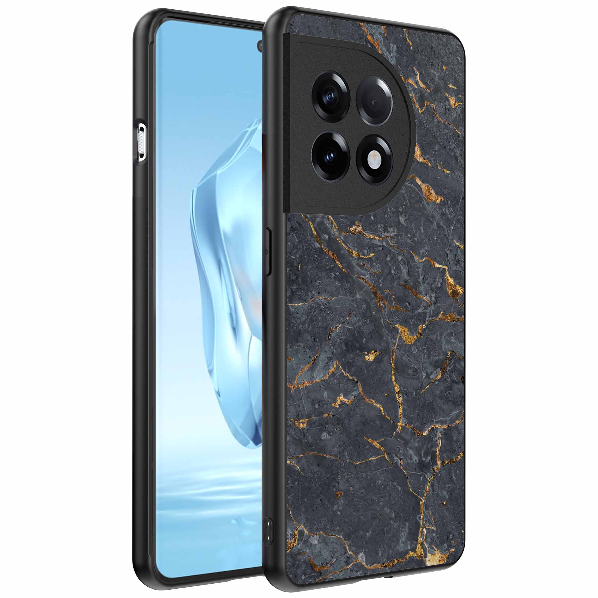 grijs goud marmer opdruk_OnePlus 12 Telefoonhoesje (1)