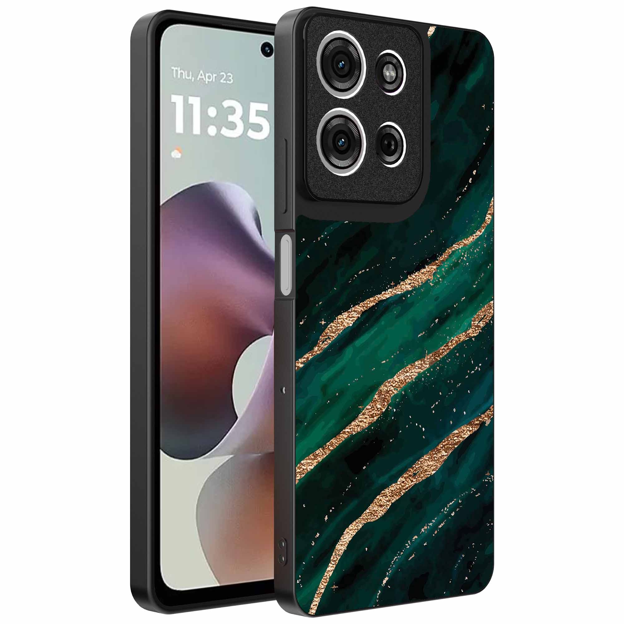 groen goud marmer opdruk_Motorola Moto G56 telefoonhoesje (1)