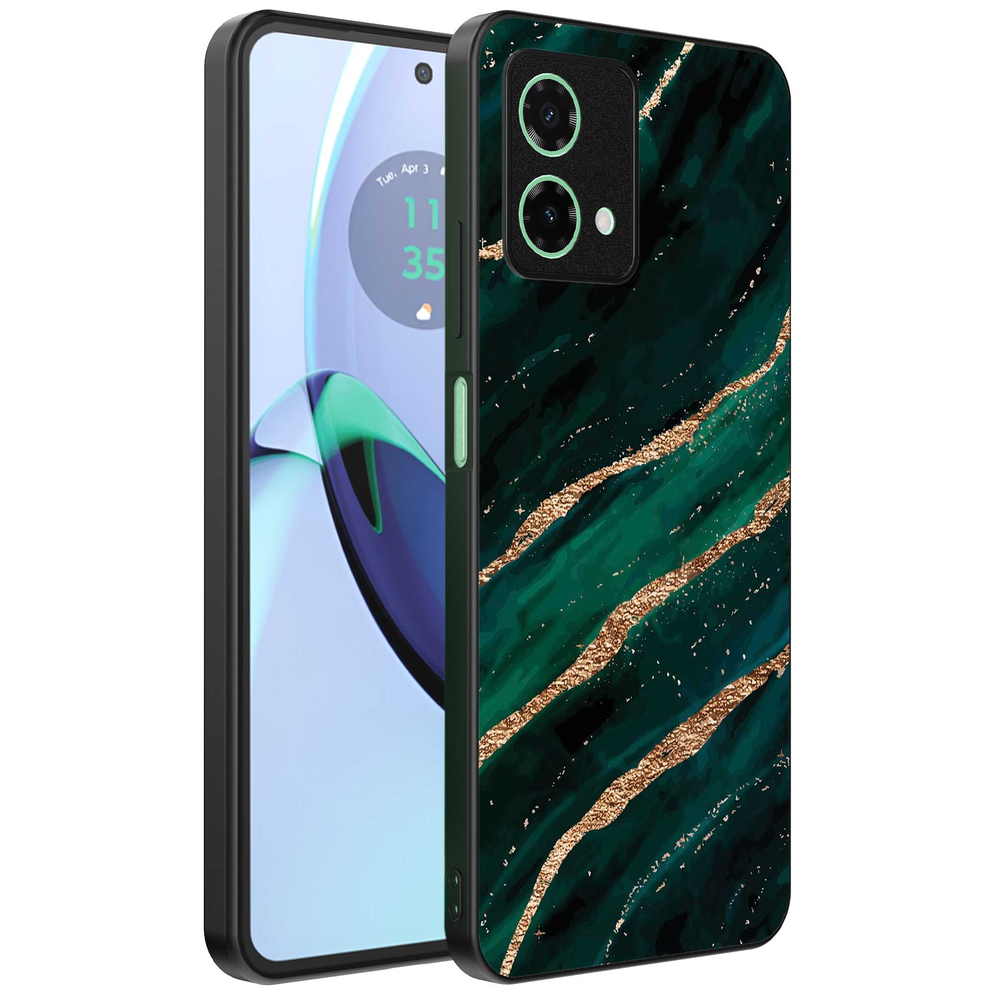 groen goud marmer opdruk_Motorola Moto G84 telefoonhoesje (1)