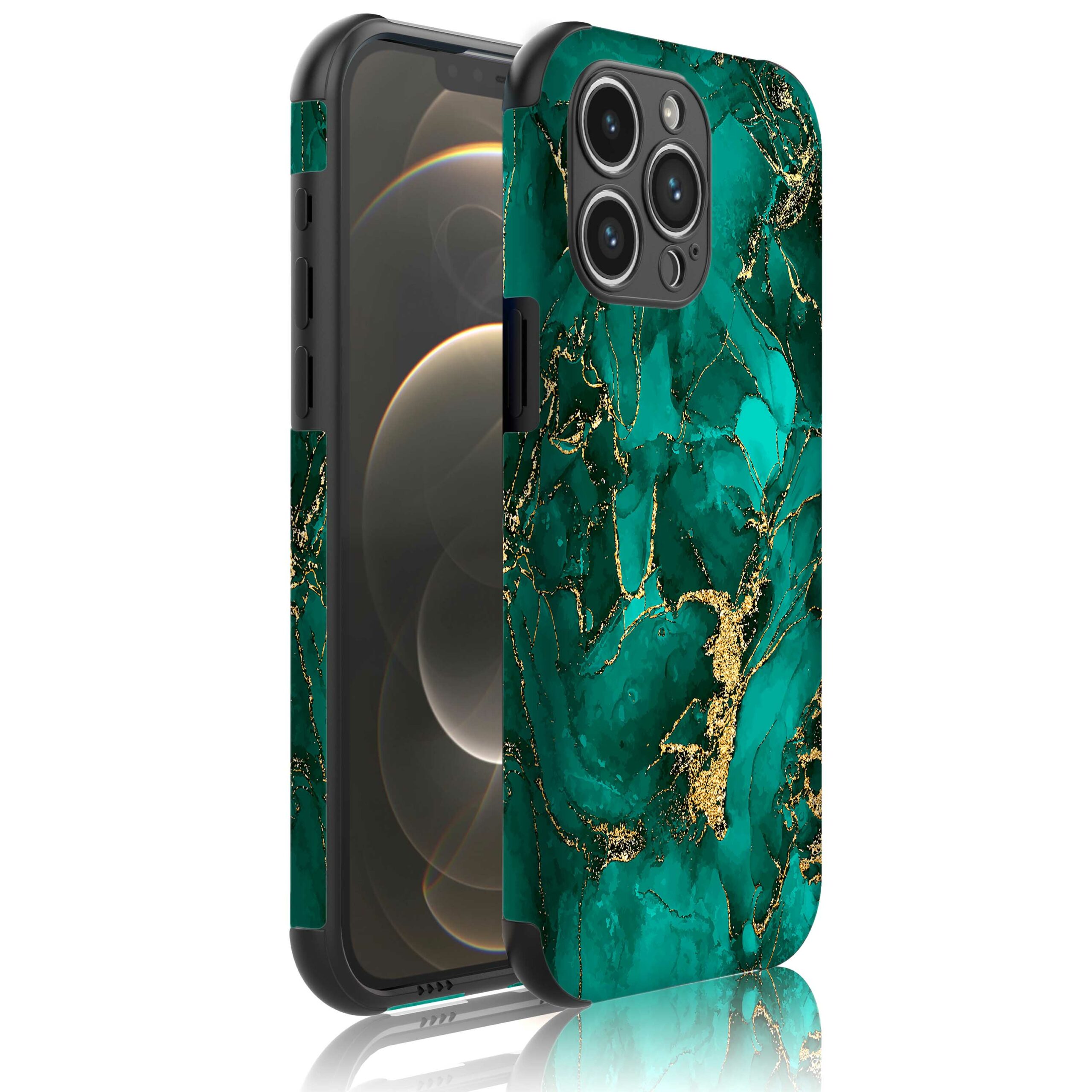 groen goud marmer opdruk_Telefoonhoesje met bumper randjes iPhone 12 Pro (1)