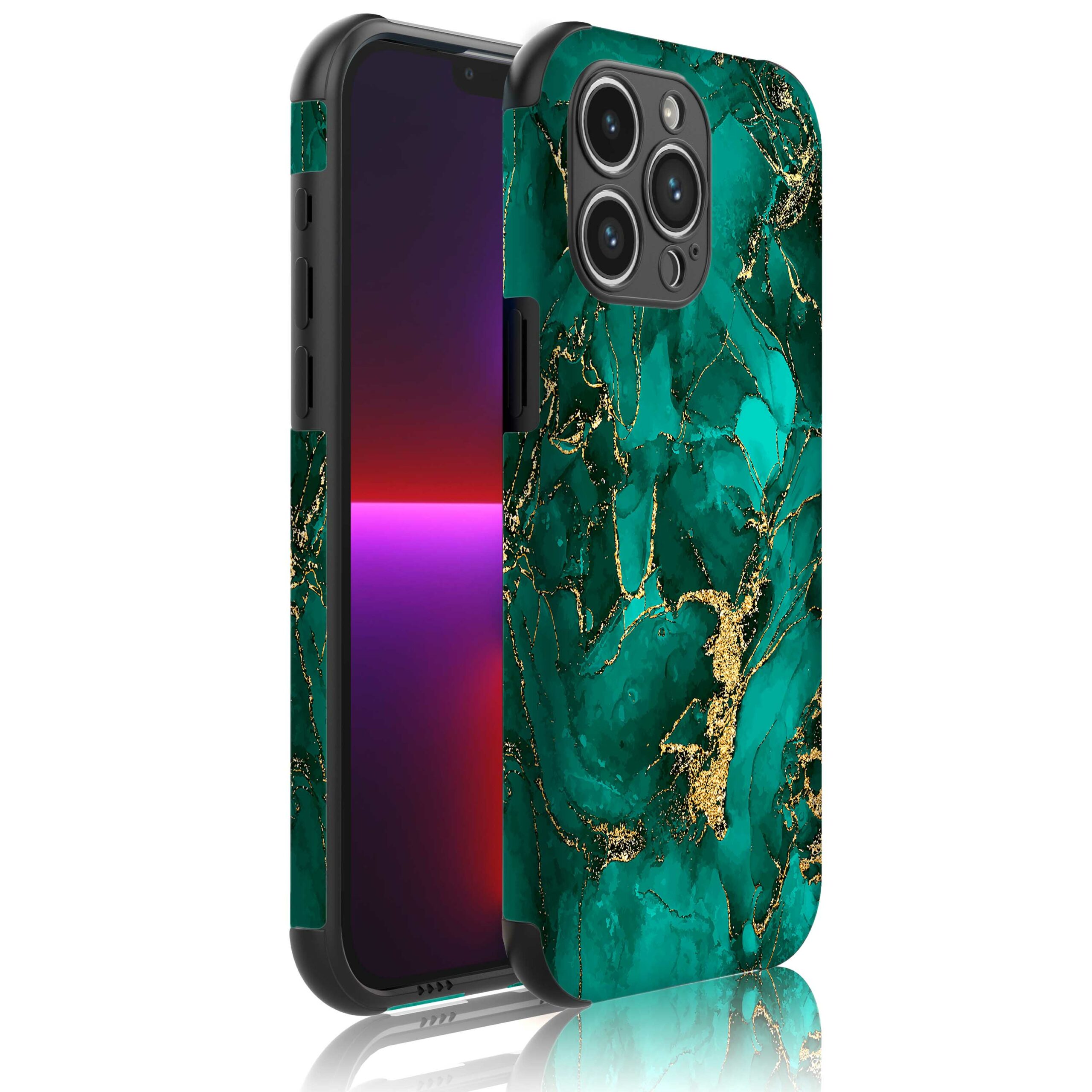 groen goud marmer opdruk_Telefoonhoesje met bumper randjes iPhone 13 Pro Max (1)