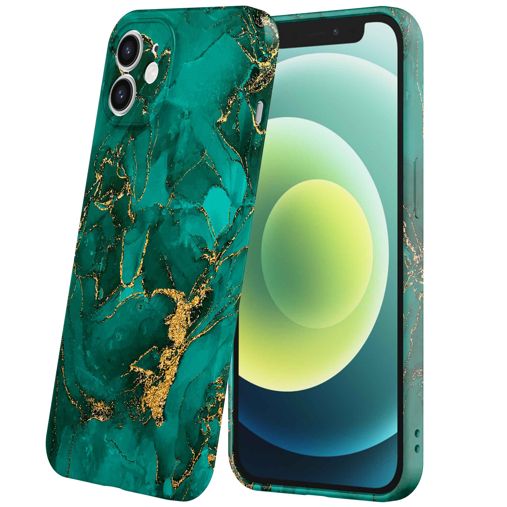 groen goud marmer opdruk_iPhone 12 Mini telefoonhoesje met volledige rondom bedrukking (6)