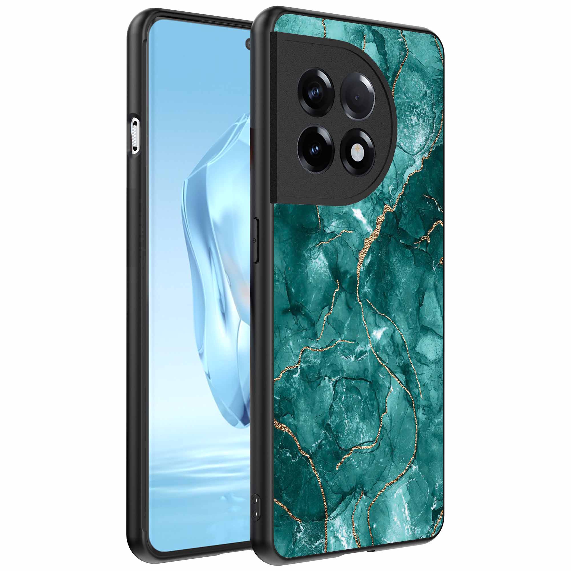 groen marmer opdruk_OnePlus 12 Telefoonhoesje (1)