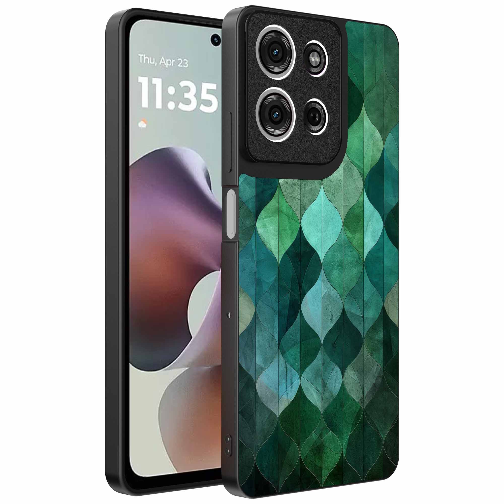 groene bladeren opdruk_Motorola Moto G56 telefoonhoesje (1)