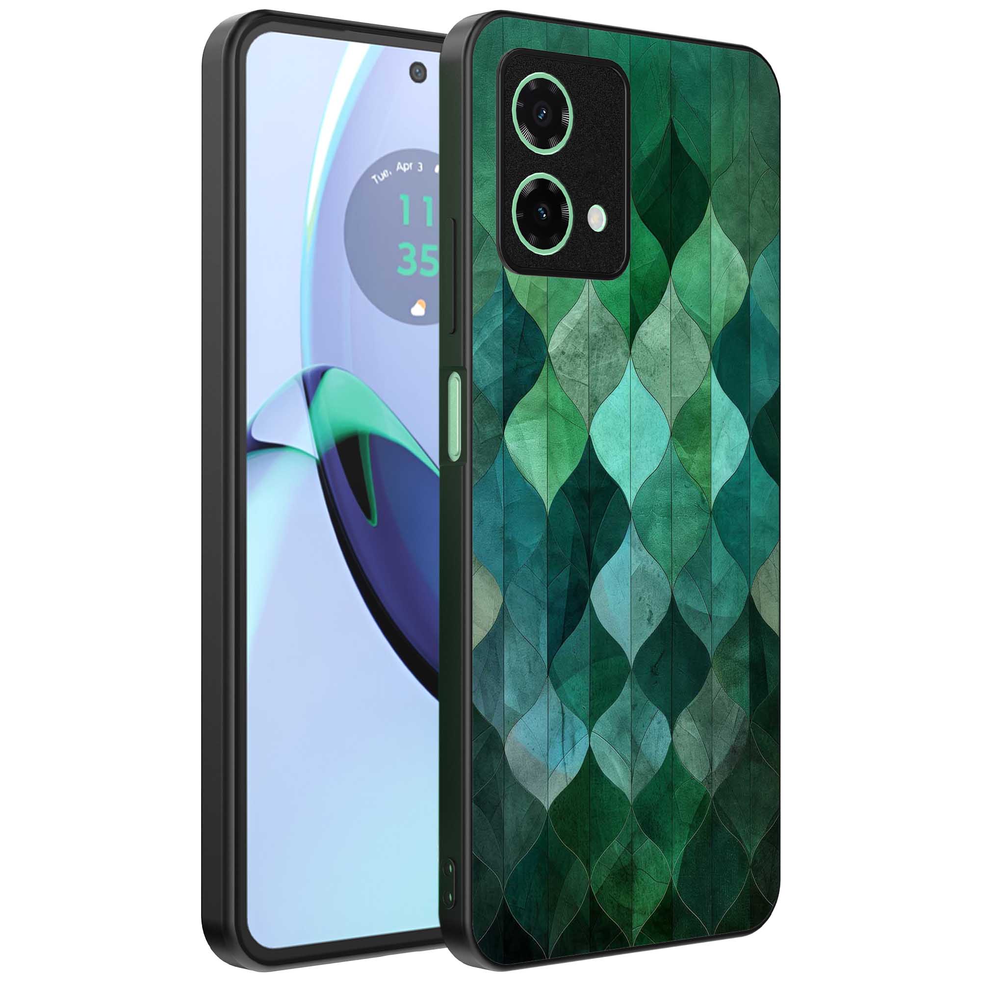 groene bladeren opdruk_Motorola Moto G84 telefoonhoesje (1)