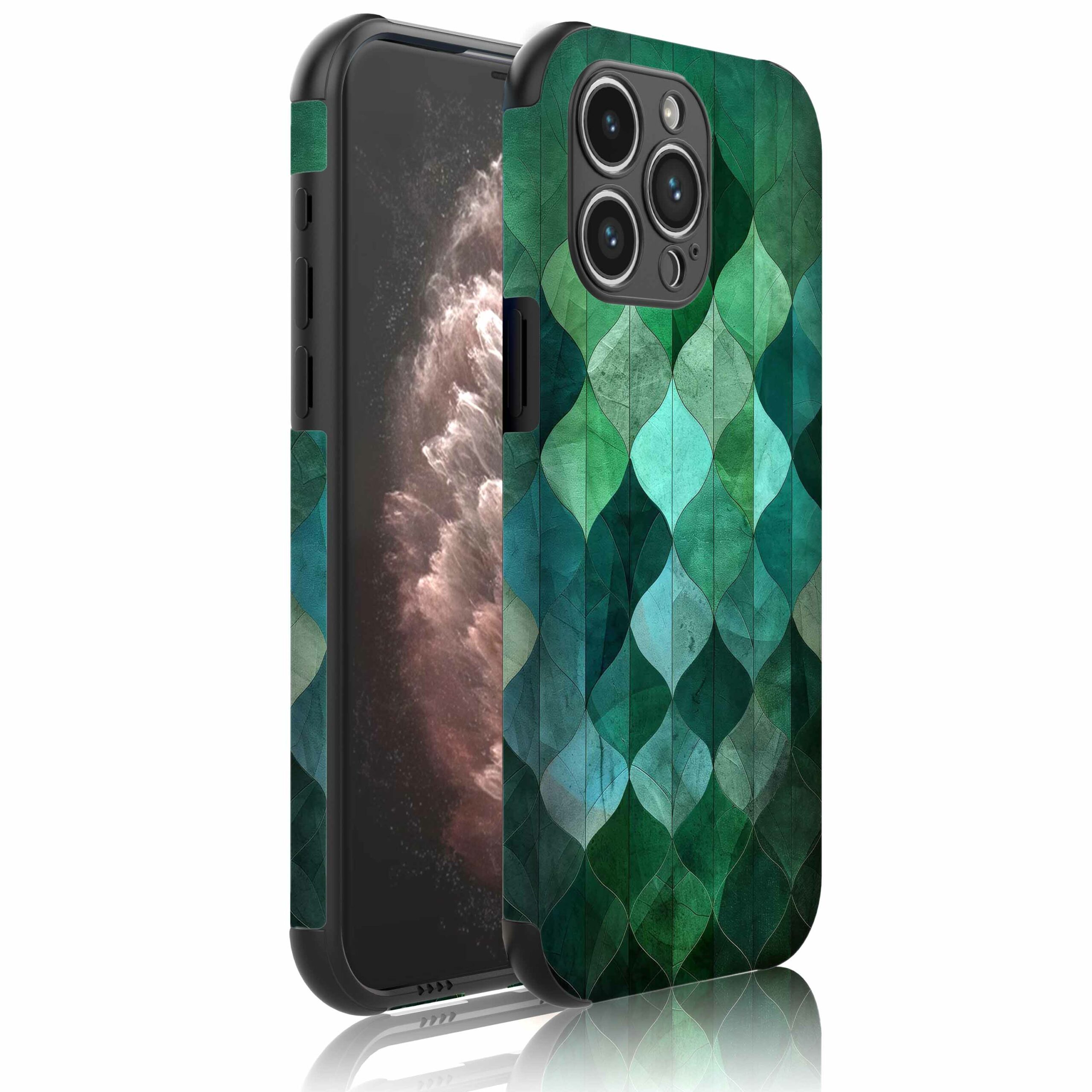 groene bladeren opdruk_Telefoonhoesje met bumper randjes iPhone 11 Pro Max (1)