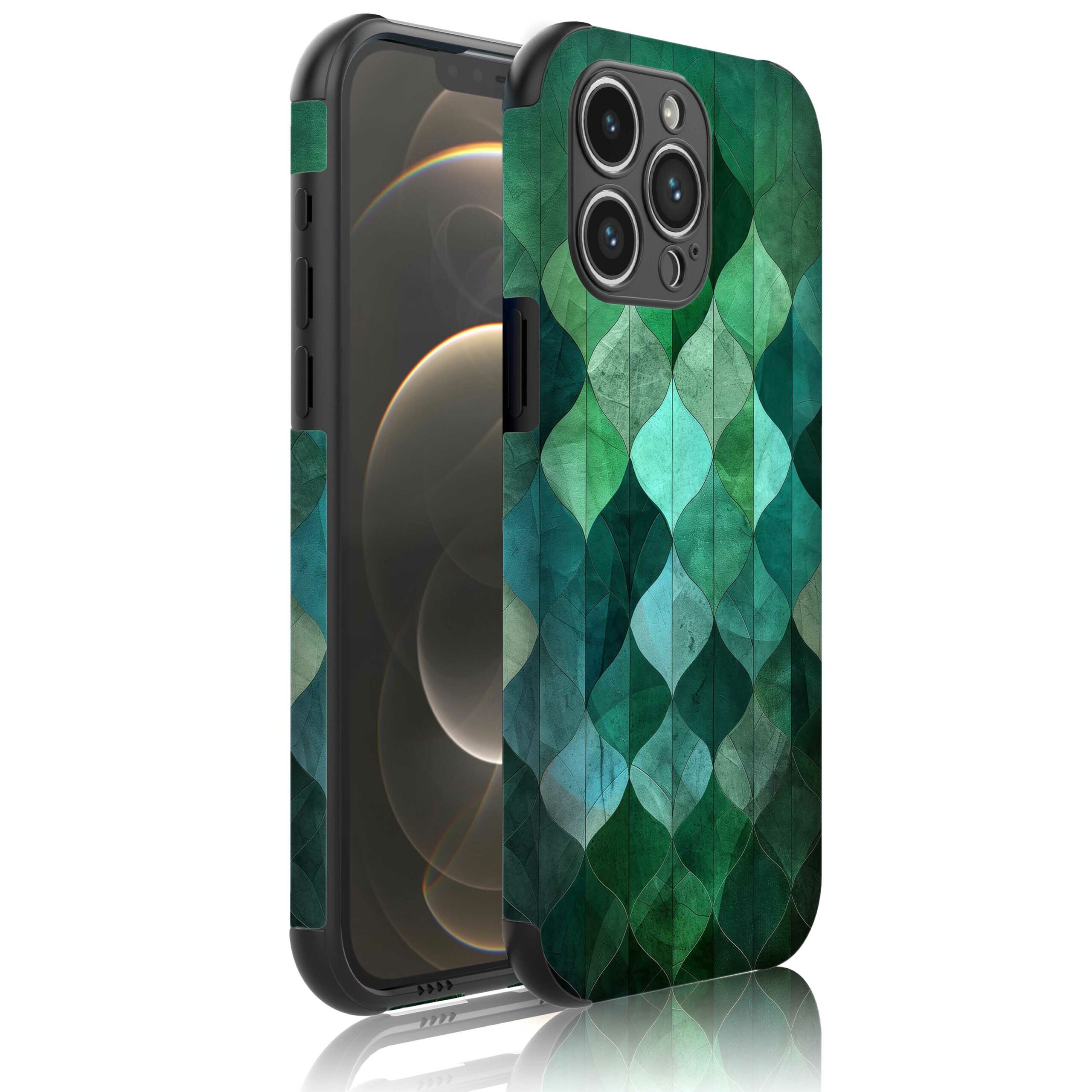 groene bladeren opdruk_Telefoonhoesje met bumper randjes iPhone 12 Pro (1)