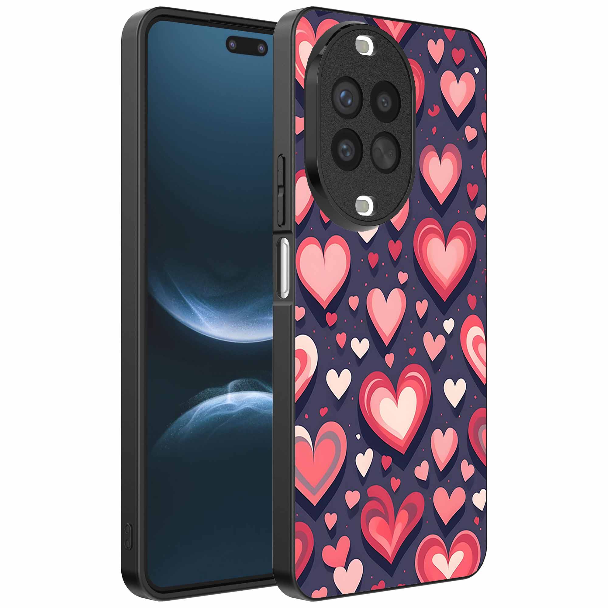grote roze en rode hartjes opdruk_Huawei Nova 14 Pro telefoonhoesje (1)